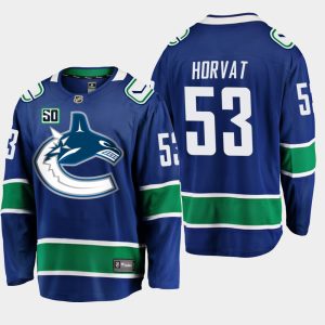 Herren Vancouver Canucks Eishockey Trikot Bo Horvat #53 Blau 50th Anniversary Heim Player